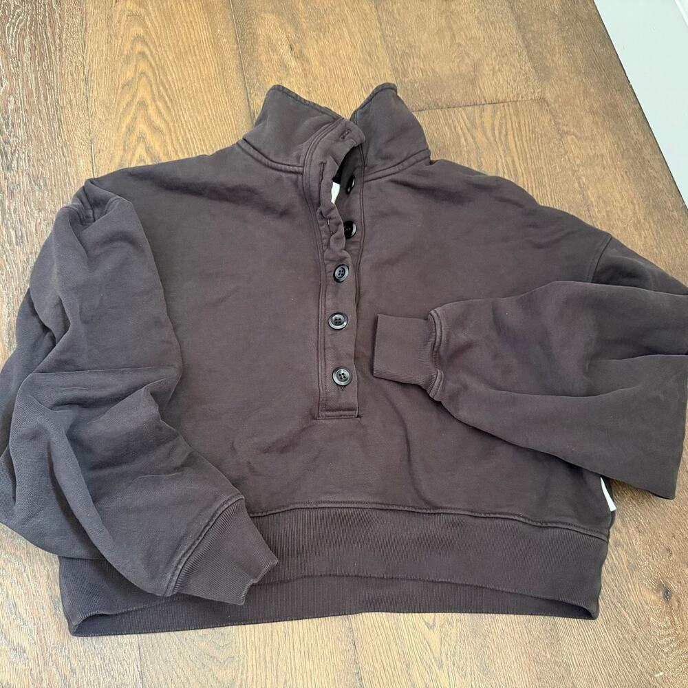 Citizens of Humanity Mirelle Funnel Neck Sweatshirt Top Dark Brown Sz S - Picture 2 of 9